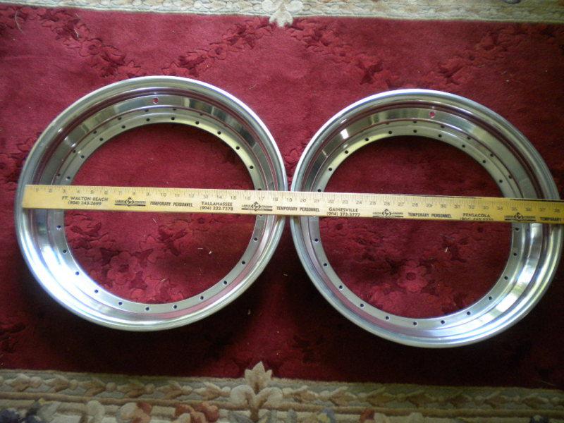 Bbs 18" new  outer rim half 3" for 3 piece  race wheels 24 hole style (pair)
