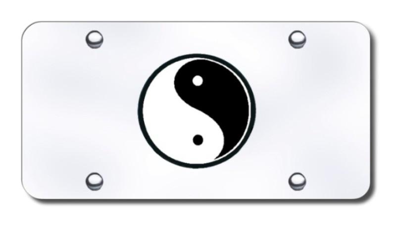 Yin-yang logo chrome on chrome license plate made in usa genuine