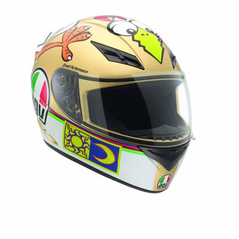 Agv k3 chicken motorcycle street helmet white gold valentino rossi 46 new