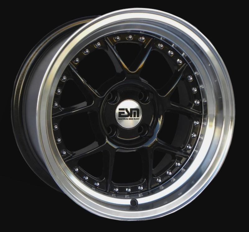 Black 15x8 15" wheels rims 4x100 esm 010 honda 