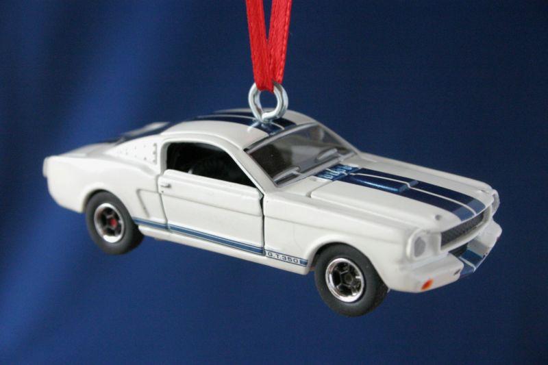 1965 mustang shelby gt350 * white / blue stripes ford * christmas tree ornament