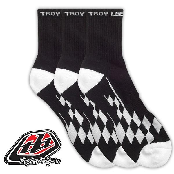 Troy lee designs tld crew socks- black/white race checkered 3-pack- 2 sizes