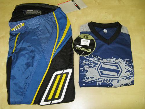 Shift motocross pants + jersey - blue - 36"  +large    real leather knee