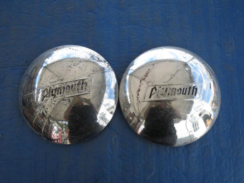 Set of 2 used plymouth 1936 37 38 dog dish hubcap wheel cover sg3