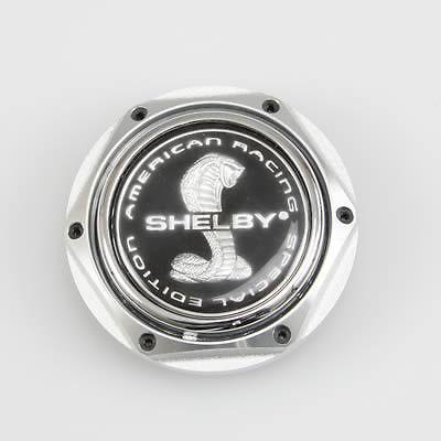 American racing center cap snap-on hex polished 1242103099 shelby logo set of 4