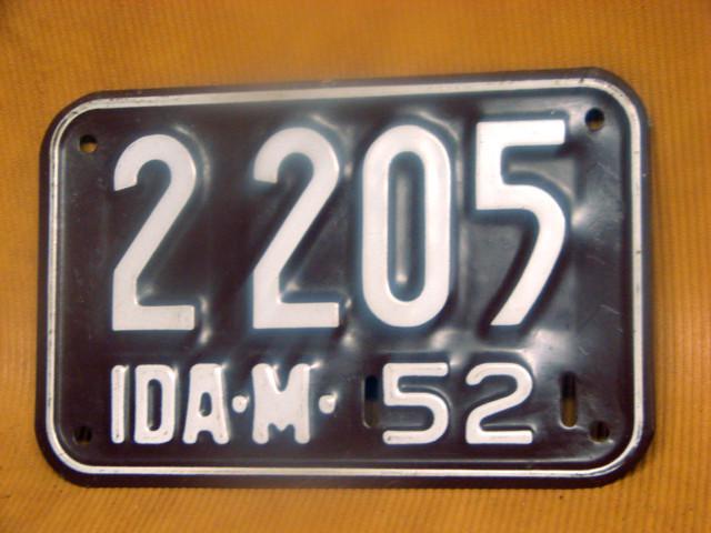 Vintage 1952 idaho motorcycle license plate unused condition excellent