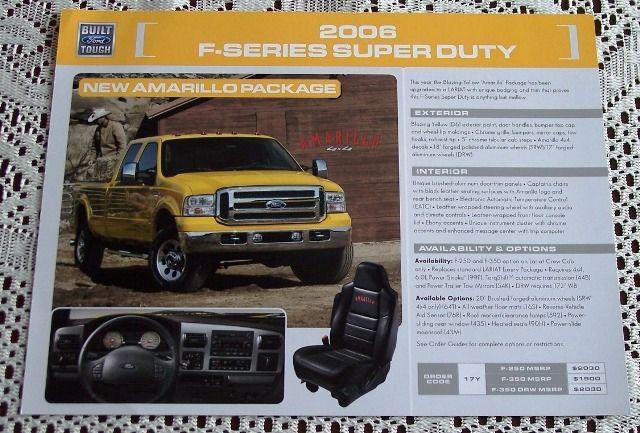 2006 ford super duty amarillo & chrome pkg w 20" forged wheels literature card!