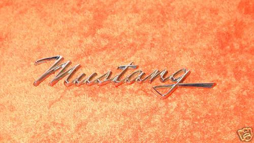 1968 mustang fastback cpe convertible orig front fender 'mustang' script emblem 