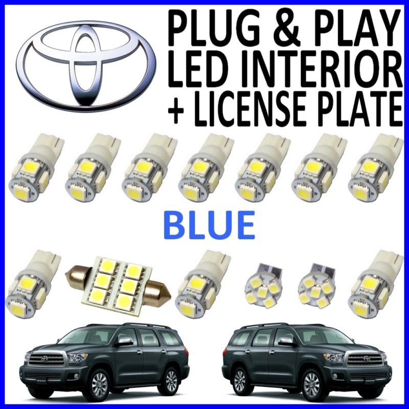 13 piece super blue led interior package kit + license plate tag lights ts5b