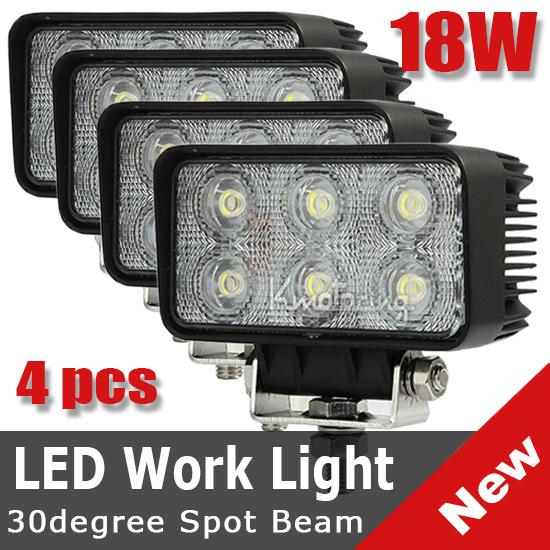 4x 18w 4" spot beam led work light lamp car van jeep ute 4wd 4x4 10~30v 1800lm