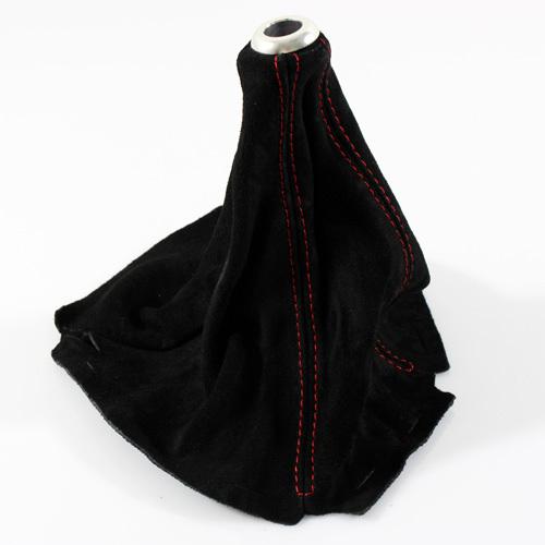 Black alcantara suede/red stitch jdm shift shifter boot cover for manual gear