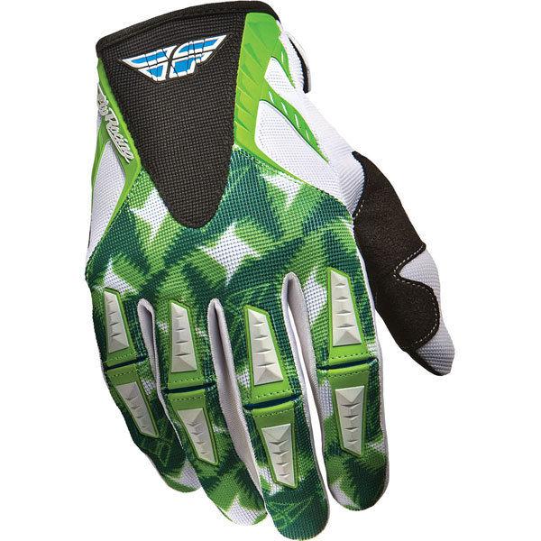 Green/white 11 fly racing kinetic gloves