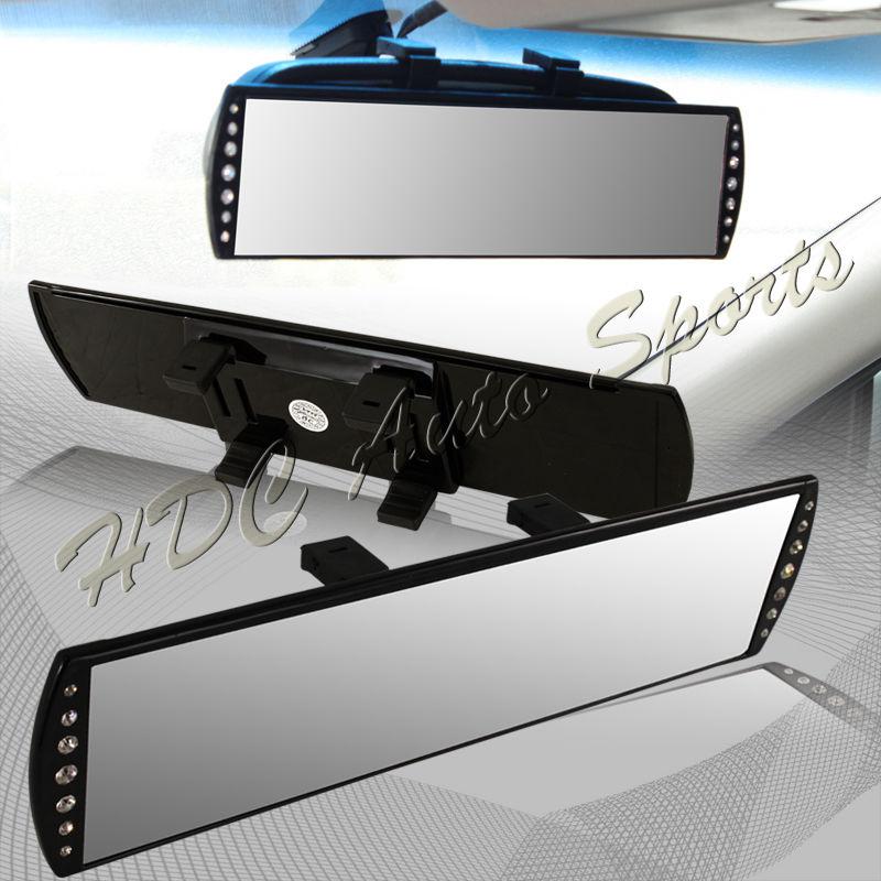 Universal 300mm wide flat surface interior clip-on panoramic rear view mirror