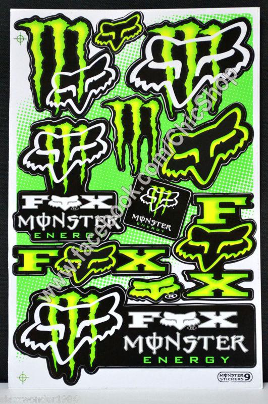 Exotic fox energy sticker sheet racing graphic yamaha bike car helmet decals
