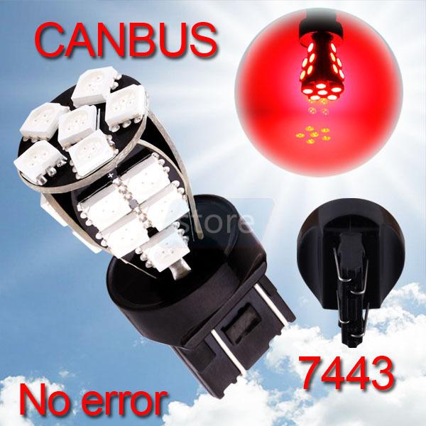 7443 7440 red 21 smd canbus obc error free stop tail brake led light bulb lamp