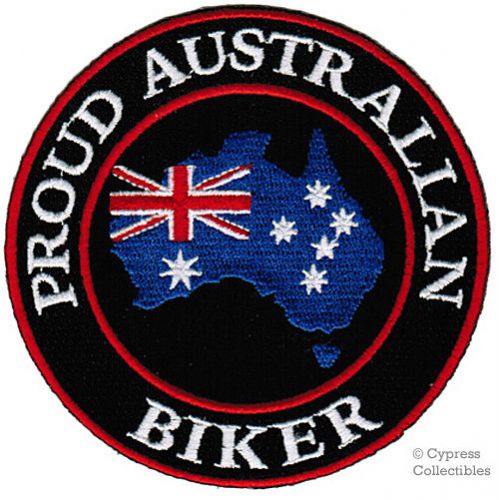 Proud australian biker embroidered patch au aussie flag iron-on applique