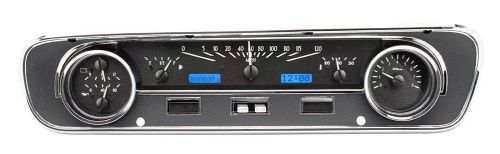 1964-65 mustang falcon ranchero dakota digital black alloy &amp; blue vhx gauge kit