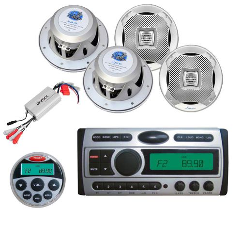Remote,800w amp,4x lanzar 6.5&#034; speakers + pldmr87 boat am fm mp3 dvd cd radio