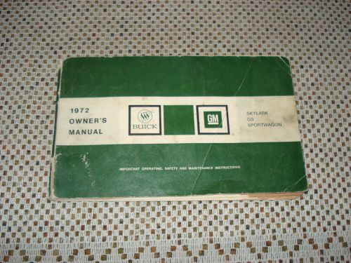 1972 buick owners manual original glove box book skylark gs sportwagon