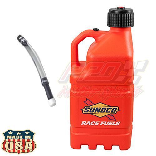 Orange sunoco race fuels 5 gal multi  fuel jugs/ jerry can w/ hose  7100or