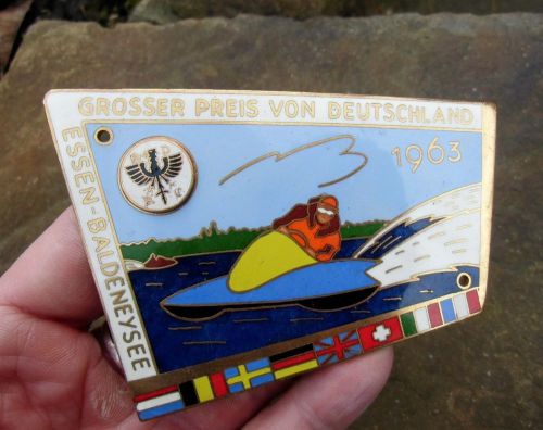 Rare  speedboat motor boat racing badge motorboot 1963 grand prix germany