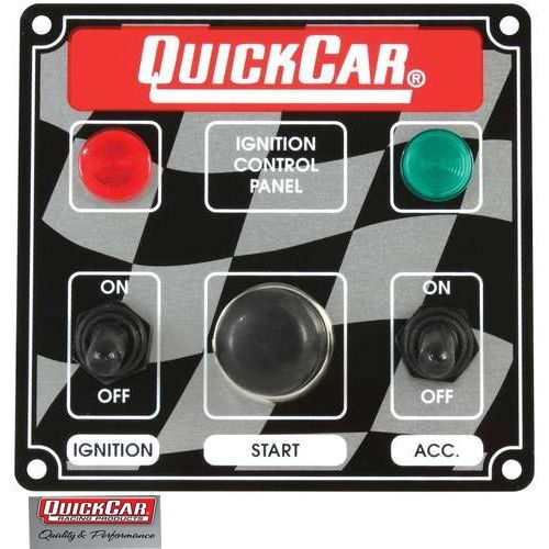 Quickcar racing ignition switch panel 2 toggle &amp; push buttonw/ lights 50-022