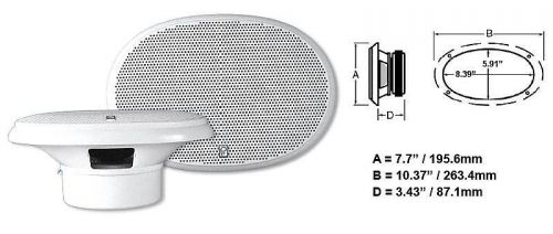 Poly-planar #ma5950w - 3-way oval marine speaker - premium - 6x9 in - pair