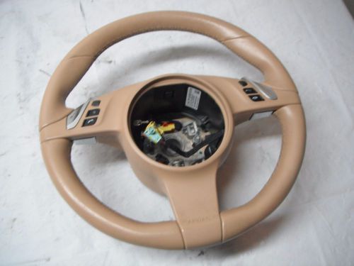 10-12 porsche panamera genuine tan leather steering wheel with controls oem