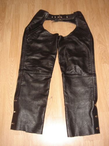 Fmc motorcycle leather chaps, used twice and in excellent cond.,  adult sz.small