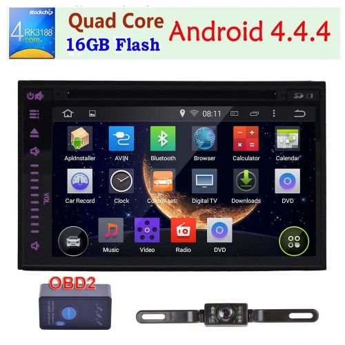 Quad core in dash car dvd player android 4.4 gps navigation stereo wifi +cam+obd