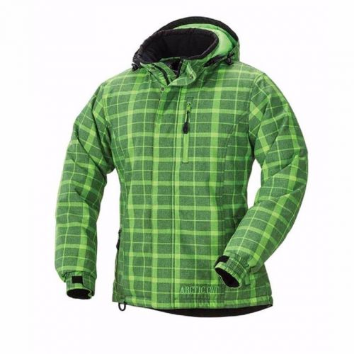 Arctic cat women&#039;s glam snowmobile jacket lime green plaid 5250-704 sz large new