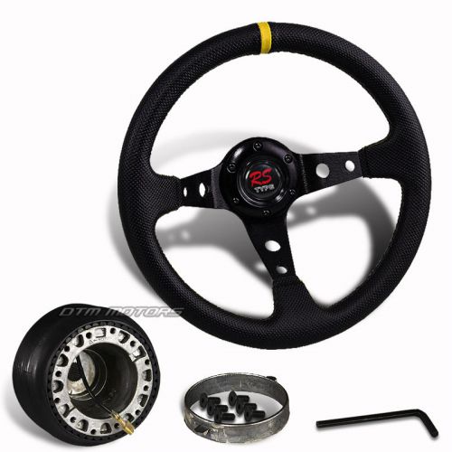350mm black pvc leather yl ring racing steering wheel +hub for crx integra civic