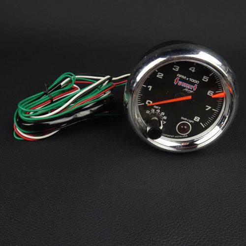 Summit Racing Tachometer 0-8,000 3 1/2" Dia Black w/Chrome bezel w/ Shift Light, US $39.99, image 1