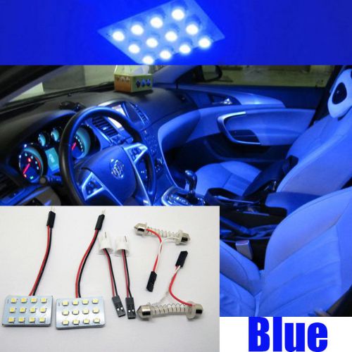 2x bright led blue map dome light interior bulbs 12smd panel xenon hid lamp oy-1