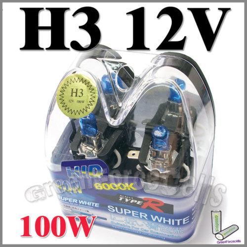 H3 white hid xenon 6000k halogen headlight bulb 100w