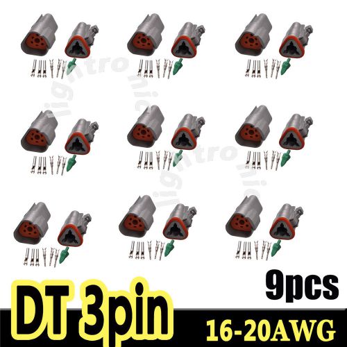 9 sets deutsch dt connector kit 16-20 awg 3-pin ways male&amp;female connectors kit