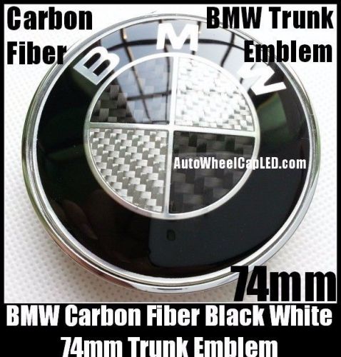 Bmw emblem logo 74mm black/white carbon fiber original quality