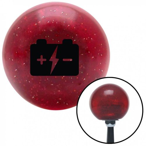 Black battery charge symbol red metal flake shift knob with 16mm x 1.5