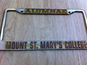 Used license plate frame / mount st. mary&#039;s college