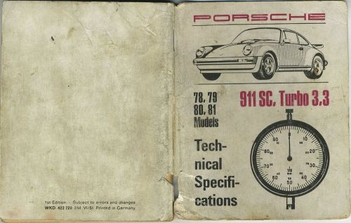 1978 - 1981 porsche model 911 sc turbo 3,3 technical specification booklet