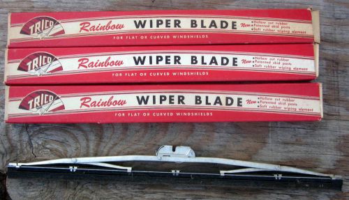 Lot of 2 vintage trico rainbow wiper blades for flat or curved windshields 10&#034;