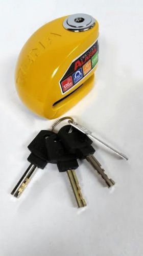 Xena xx6 disc lock 120db alarm motorcycle security 6mm pin yellow keys sensor