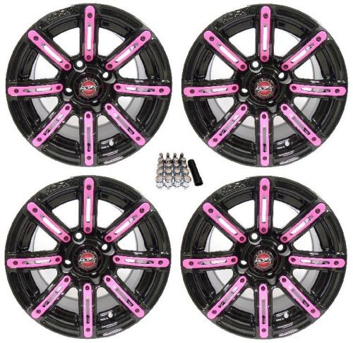 Madjax 14&#034; illusion black/pink golf cart wheels/rims yamaha