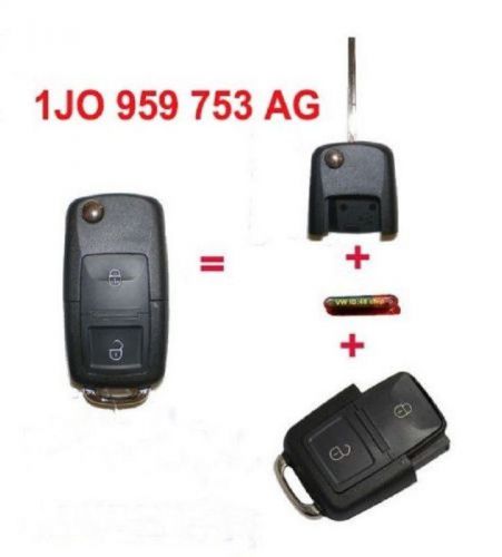Remote key 2 button 434mhz id48 chip 1j0959753ag for skoda vw seat