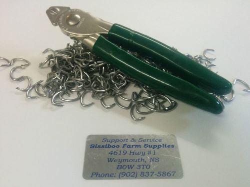 Hog ring pliers stainless steel with 1kg - 3/8&#034; stainless steel hog rings
