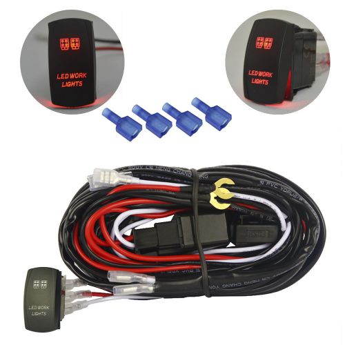 Led light bar wiring harness work ligth jeep suv boat atv  relay on/off switch