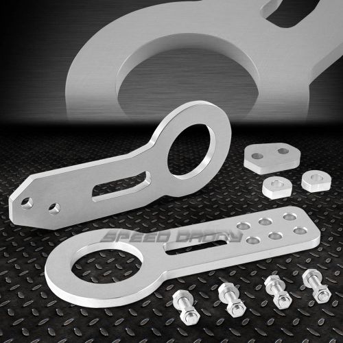 Front+rear 2.25&#034; receiver jdm style aluminum silver racing tow/towing hook kit