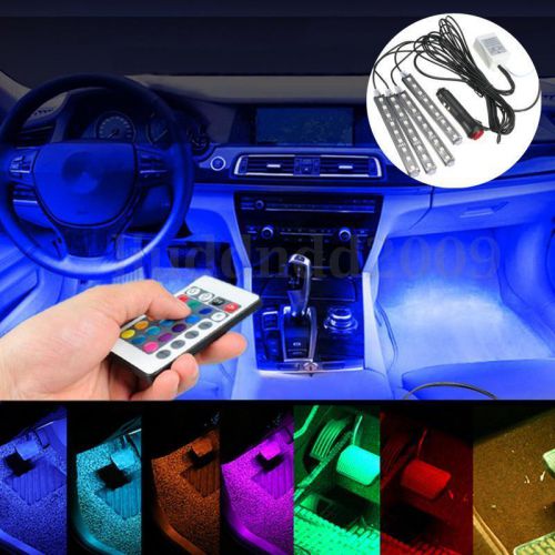 4x 12cm 5050 smd 9led rgb car strip light interior floor decor remote control us