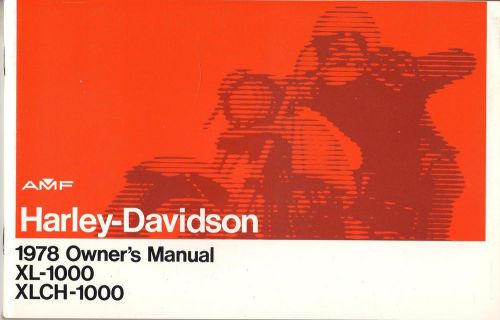 1978 harley davidson motorcycle xl-1000, xlch-1000  owner&#039;s manual (850)