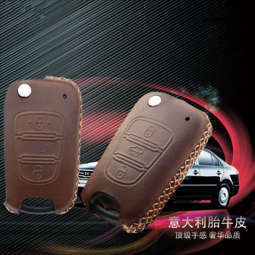 Car remote key fob top leather case holder cover chains for hyundai ix35 remote
